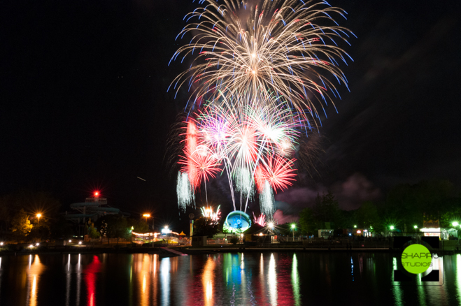 Canada Day Fireworks over Ontario Place in Toronto