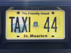 A license plate from a taxi in St. Maarten - the Friendly Island