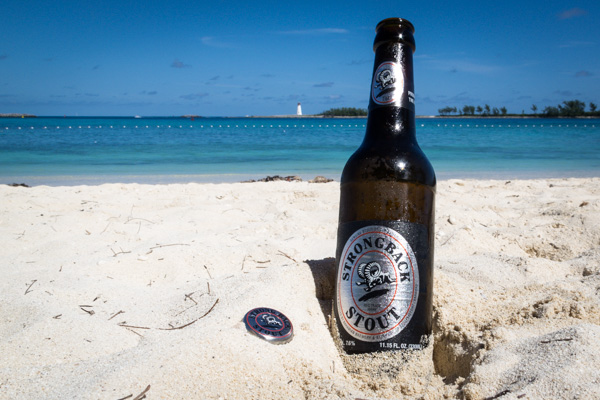 Strong Back Stout - from the Bahamian Brewery and Beverage Co - on Junkanoo Beach on Nassau