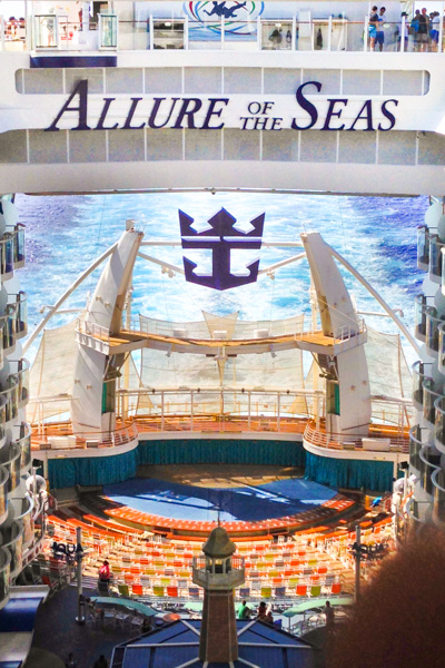 Looking Down on the Water Theater on the Royal Caribbean Allure of the Seas