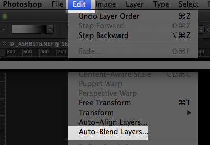 Auto Blend Layers Command in Adobe Photoshop CC