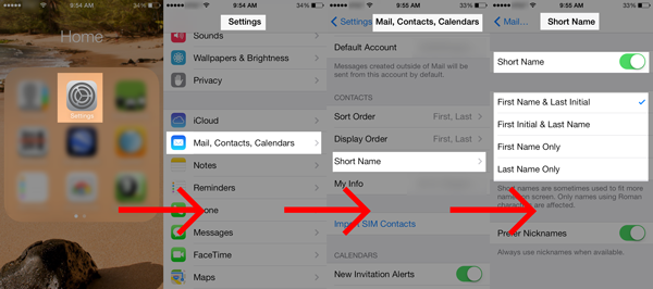 Workflow to change Short Names to full names in iOS 7 - tip by AShapiro Studios