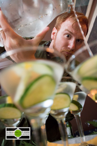 Hendrick's Gin Ambassador Mark Stoddard pours a martini using Kanaracuni - a Limited Edition gin from the makers of Hendrick's.  ©2014 Ari Shapiro - AShapiroStudios