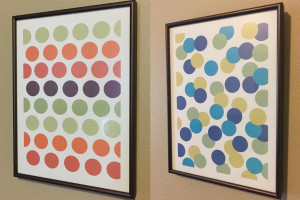 Framed art prints - Dots. Rose aluminum frames - Sold as a set. Each measures 11.75"h x 8.75"w $25