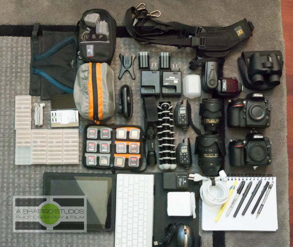 The still photography equipment I'll be using to shoot the CONCACAF Gold Cup in 2015.  Photography by Ari Shapiro - AShapiroStudios.com