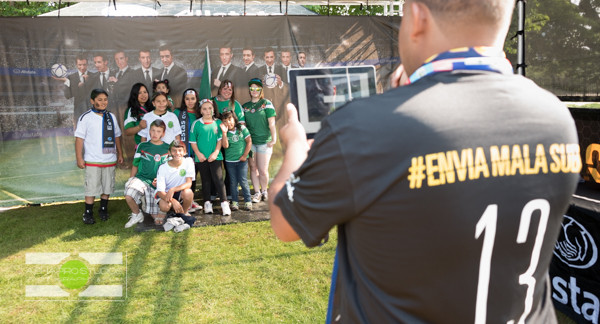 Soccer fans descended on Soldier Field in Chicago for the CONCACAF World Cup.  For some pre-game fun, Allstate - Official Sponsor - treated fans to autographs from Mexico soccer legend Adolfo Rios, a sweepstakes for great prizes, and photos with the Gold Cup trophy.  Chicago Corporate Event Photography ©2015 Ari Shapiro - AShapiroStudios.com