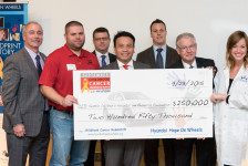 As part of the $10.5M being donated to various medical centers across the country, children receiving treatment for cancer at Seattle Children's Hospital were among the attendees of the ceremony where representatives from Hyundai, including local dealers, presented a $250,000 grant to the hospital to fund treatment programs as part of the Hope On Wheels program.  Seattle Corporate Event Photography ©2015 Ari Shapiro - AShapiroStudios.com