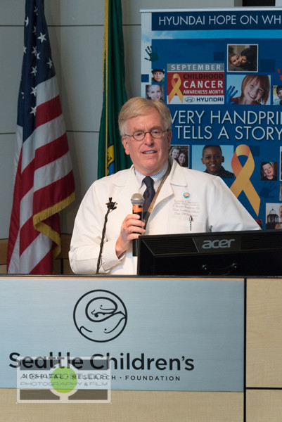 As part of the $10.5M being donated to various medical centers across the country, children receiving treatment for cancer at Seattle Children's Hospital were among the attendees of the ceremony where representatives from Hyundai, including local dealers, presented a $250,000 grant to the hospital to fund treatment programs as part of the Hope On Wheels program. Seattle Corporate Event Photography ©2015 Ari Shapiro - AShapiroStudios.com