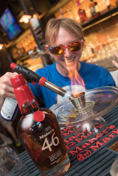 It's a Whiskey Throwdown! As part of Beam Suntory's Seattle Whiskey Week 2017, 4 bartenders split into teams of 2, representing Old and New World styles in a cocktail competition held at Jones Brothers in Seattle's Ballard neighborhood. The Old World team was represented by Sara Rosales (from Radiator Whiskey in Downtown Seattle with Laphroaig Select Single Malt Scotch Whisky) and Derek Jeffries (from The Whisky Bar in Downtown Seattle with Kilbeggan Irish Whiskey). Representing the New World was Andrew Booth (from Lot No. 3 in Bellevue with Makers 46 barrel-finished Bourbon whisky) and Myles Burroughs (from Kings Hardware in Ballard with Knob Creek Rye Whiskey). A good time was had by all, and in the end it was New World that prevailed as Miles took home top prize. Seattle Event Photography @2017 Ari Shapiro - AShapiroStudios.com.