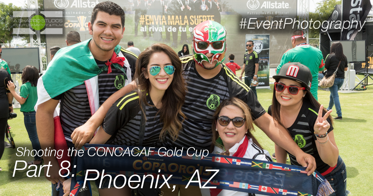 Soccer fans braved the heat of Phoenix to support their team in Group Stage CONCACAF Gold Cup play, and enjoy a pre-match Fan Village with Allstate. Phoenix Corporate Event Photography ©2015 Ari Shapiro - AShapiroStudios.com