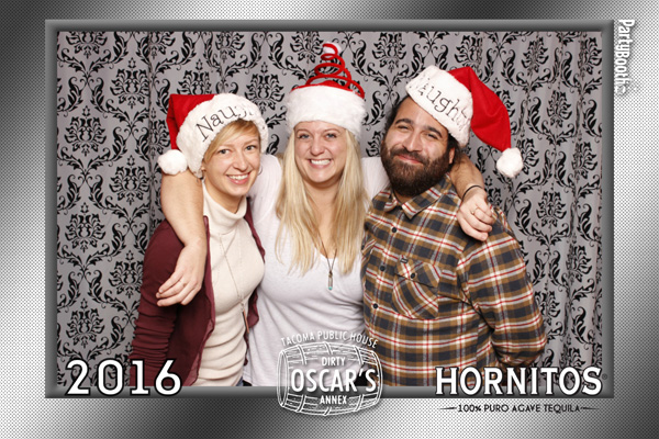 Dirty Oscar's Annex in Tacoma shut their doors on a Monday night in December 2016 so their staff could let their hair down and party with their friends and other VIPs, and pose for their close up in a photo booth sponsored by Hornitos Tequila and Jim Beam. Tonight We PartyBooth! Seattle Photo Booth ©2016 PartyBoothNW.com